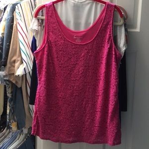 NWOT Lane Bryant pink lace tank top; 14/16